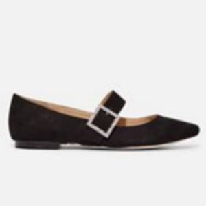 Black velvet buckle with rhinestones flat